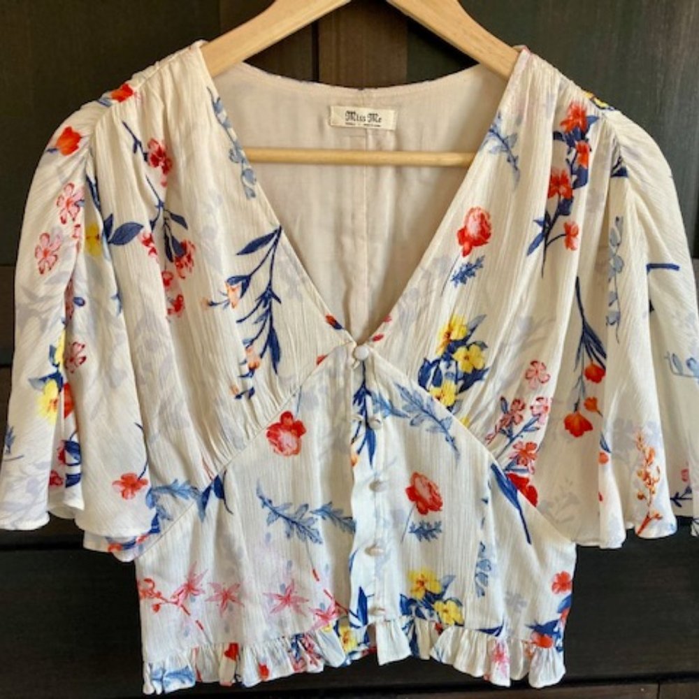 Floral Ruffle Cropped Top